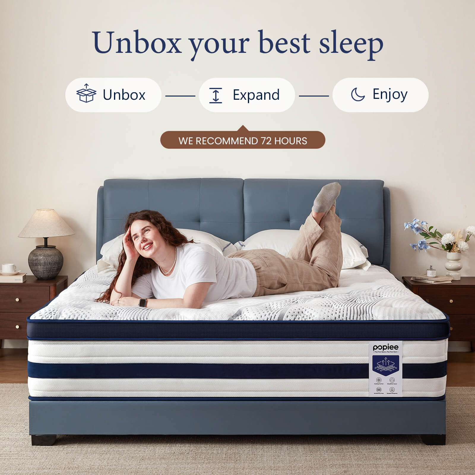 Queen Hybrid Mattress, Cooling Gel Memory Foam, Motion Isolation, Edge Support, for Back & Side Sleepers