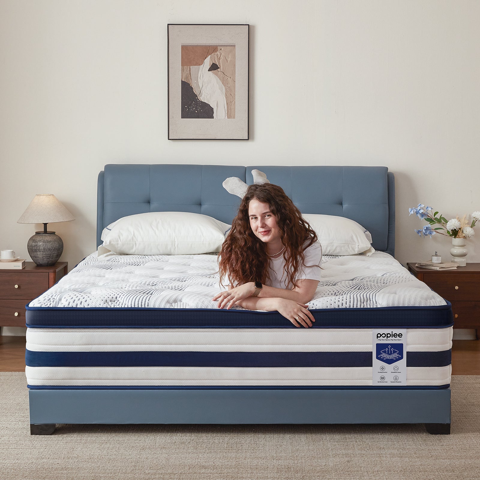 King Size Mattress 14 Inch Hybrid , Cooling Gel Memory Foam, Medium Firm, Cool-Touch Tencel Cover, 7-Zone Pocket Springs, Motion Isolation, Edge Support, CertiPUR-US, for Back & Side Sleepers