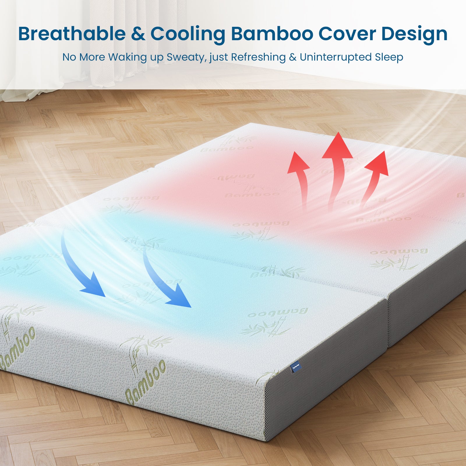 Popiee Folding Mattress, 6 Inch Trifold Memory Foam Mattress with Ultra Soft Removable Cover