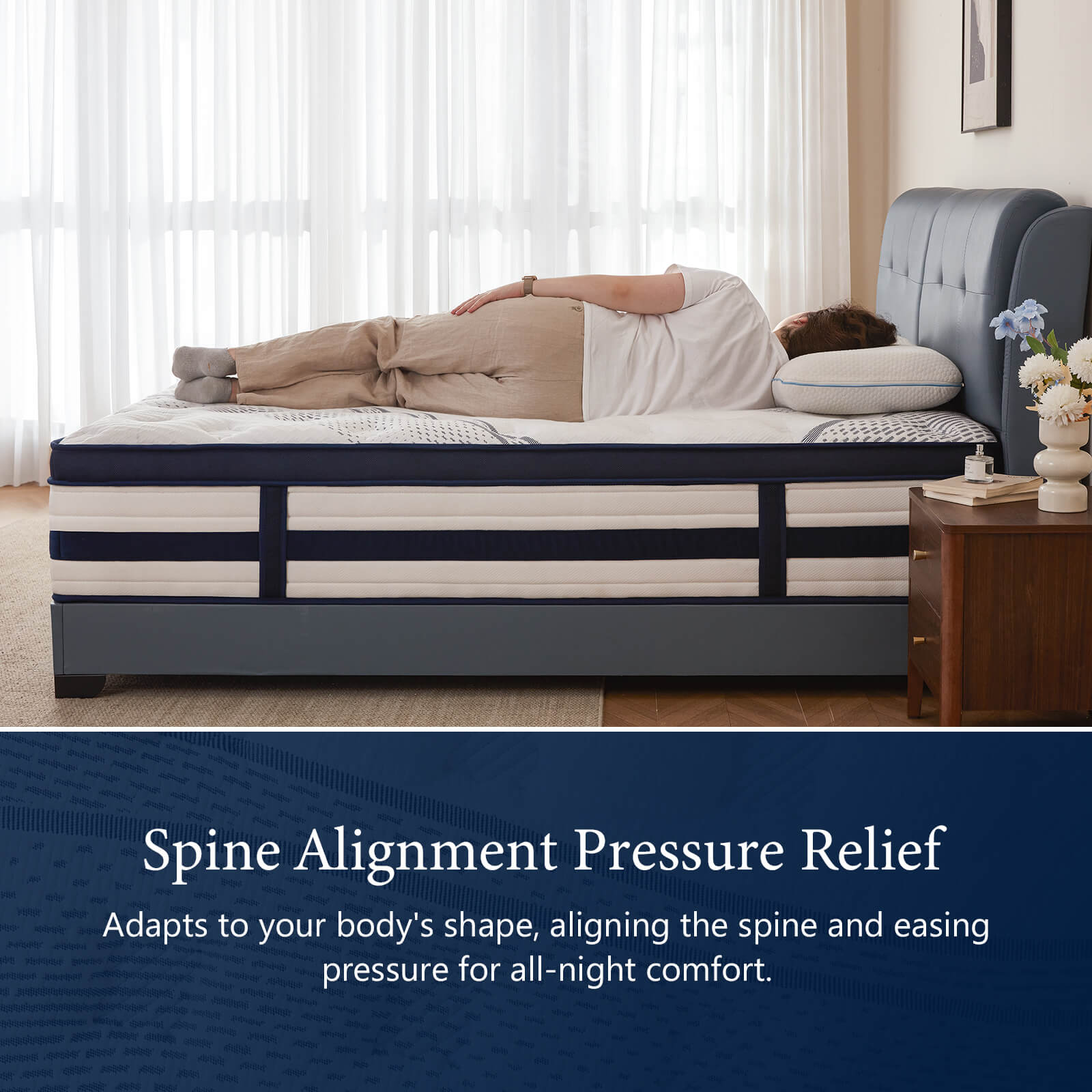 Queen Hybrid Mattress, Cooling Gel Memory Foam, Motion Isolation, Edge Support, for Back & Side Sleepers