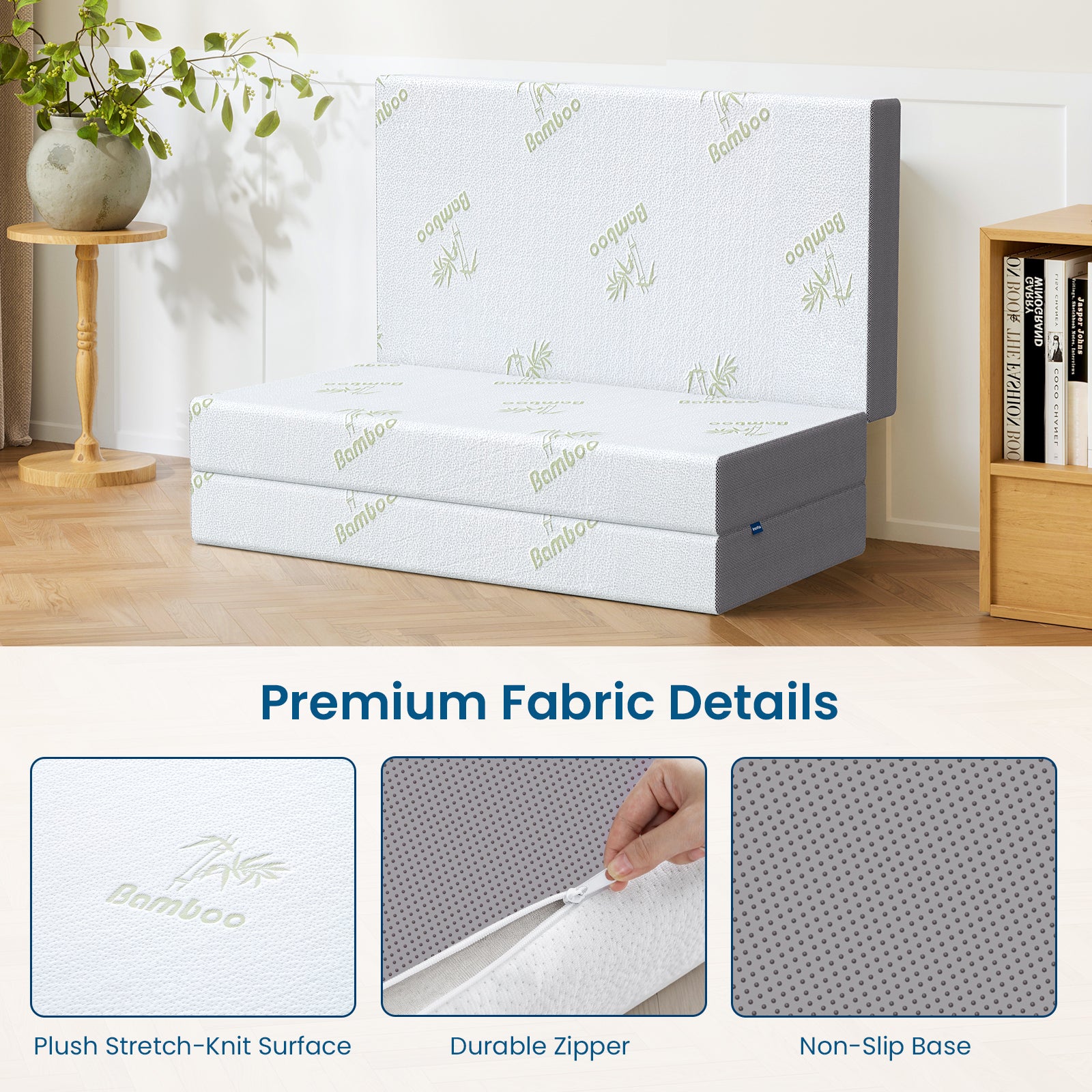 Popiee Folding Mattress, 6 Inch Trifold Memory Foam Mattress with Ultra Soft Removable Cover