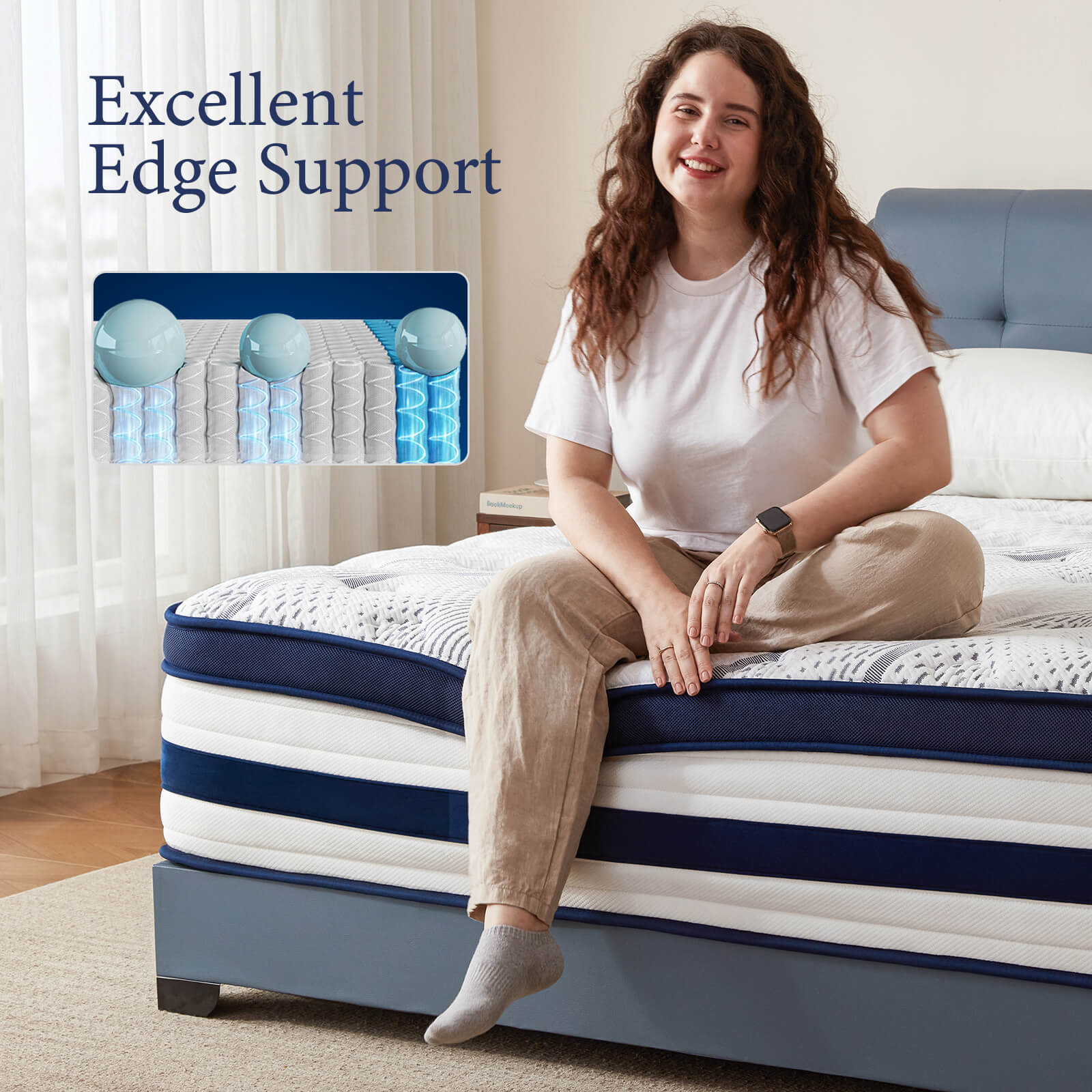 Queen Hybrid Mattress, Cooling Gel Memory Foam, Motion Isolation, Edge Support, for Back & Side Sleepers