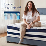 Queen Hybrid Mattress, Cooling Gel Memory Foam, Motion Isolation, Edge Support, for Back & Side Sleepers